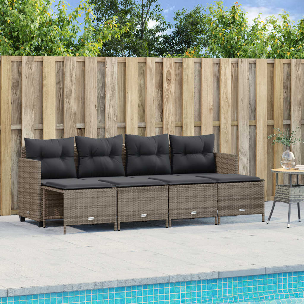 Set Divano da Giardino 5 pz con Cuscini-Sofa da Giardino-Divanetto da esterno Grigio in Polyrattan 613542