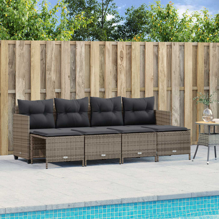 Set Divano da Giardino 5 pz con Cuscini-Sofa da Giardino-Divanetto da esterno Grigio in Polyrattan 613542