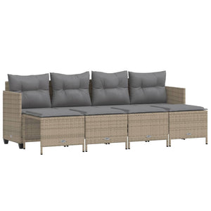 Set Divano da Giardino 5 pz con Cuscini-Sofa da Giardino-Divanetto da esterno Beige in Polyrattan 484754