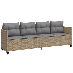 Set Divano da Giardino 5 pz con Cuscini-Sofa da Giardino-Divanetto da esterno Beige in Polyrattan 484754
