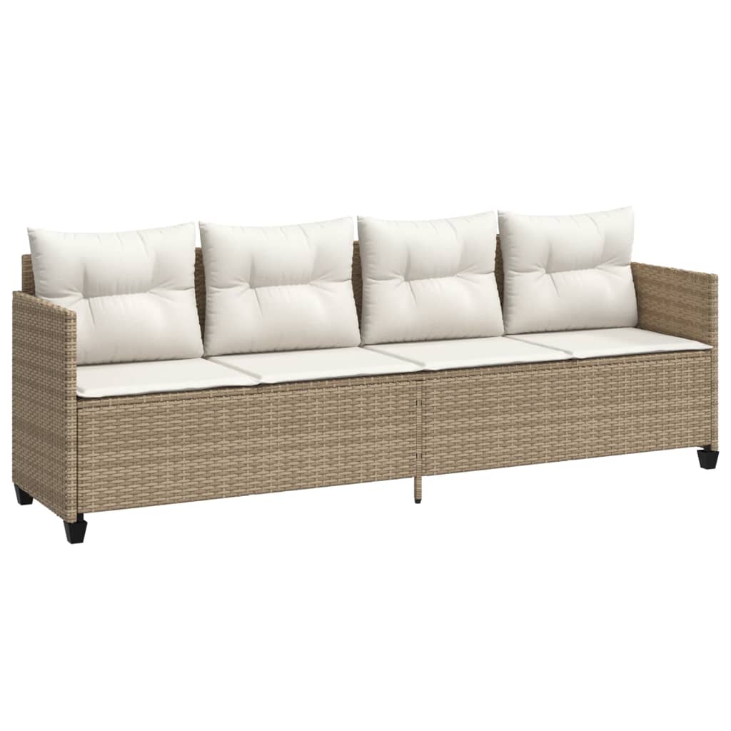 Set Divano da Giardino 5 pz con Cuscini-Sofa da Giardino-Divanetto da esterno Beige in Polyrattan 221207
