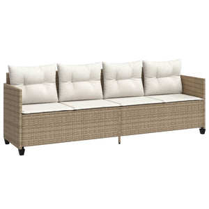 Set Divano da Giardino 5 pz con Cuscini-Sofa da Giardino-Divanetto da esterno Beige in Polyrattan 221207