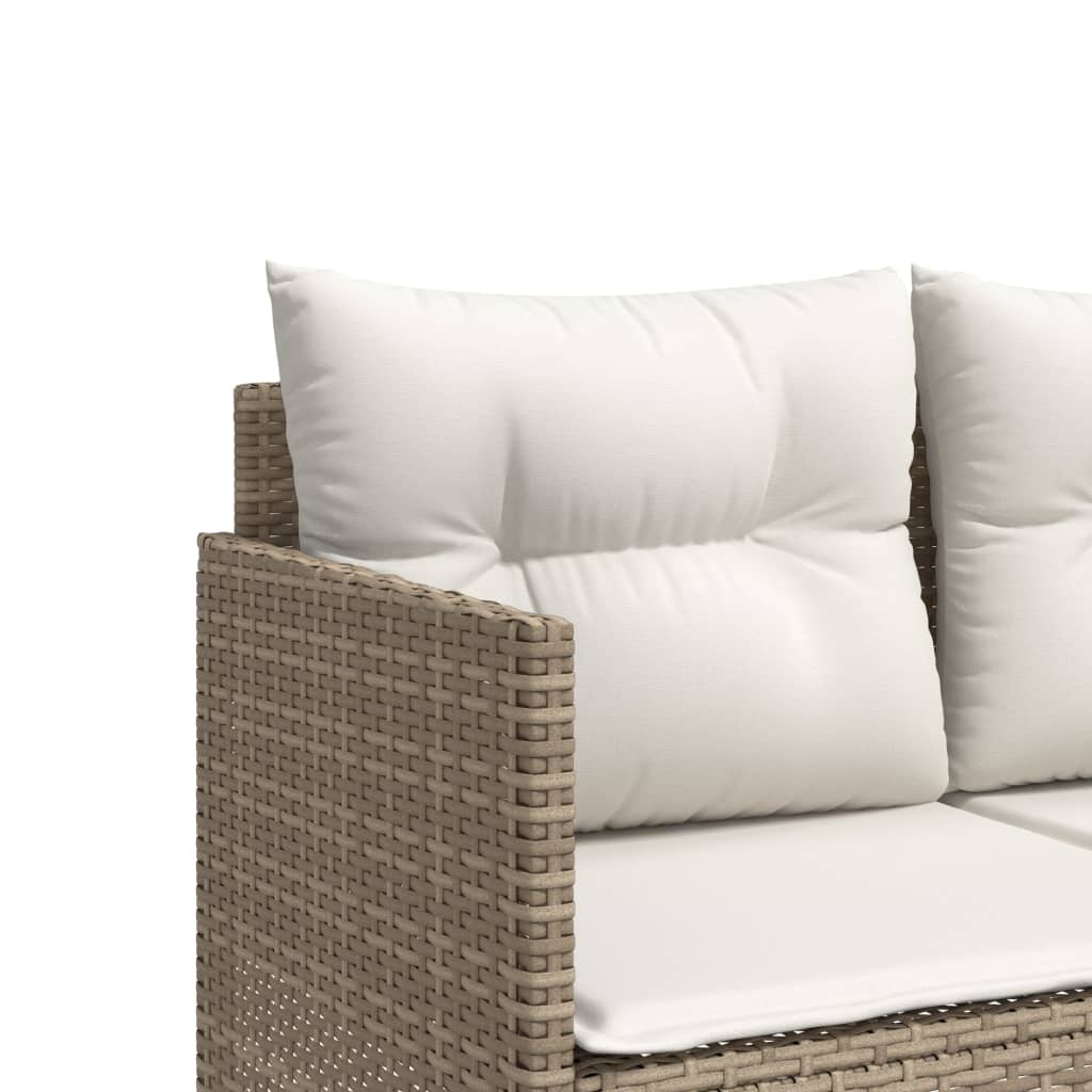 Set Divano da Giardino 5 pz con Cuscini-Sofa da Giardino-Divanetto da esterno Beige in Polyrattan 221207