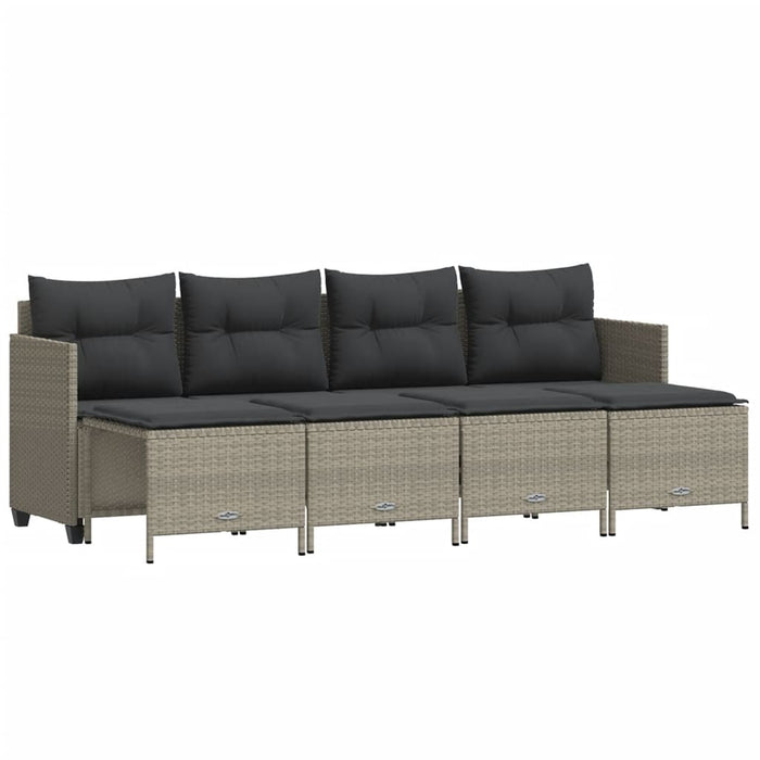 Set Divano da Giardino 5pz con Cuscini-Sofa da Giardino-Divanetto da esterno Grigio Chiaro Polyrattan 653360