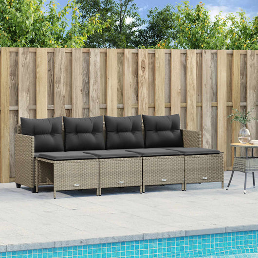 Set Divano da Giardino 5pz con Cuscini-Sofa da Giardino-Divanetto da esterno Grigio Chiaro Polyrattan 653360