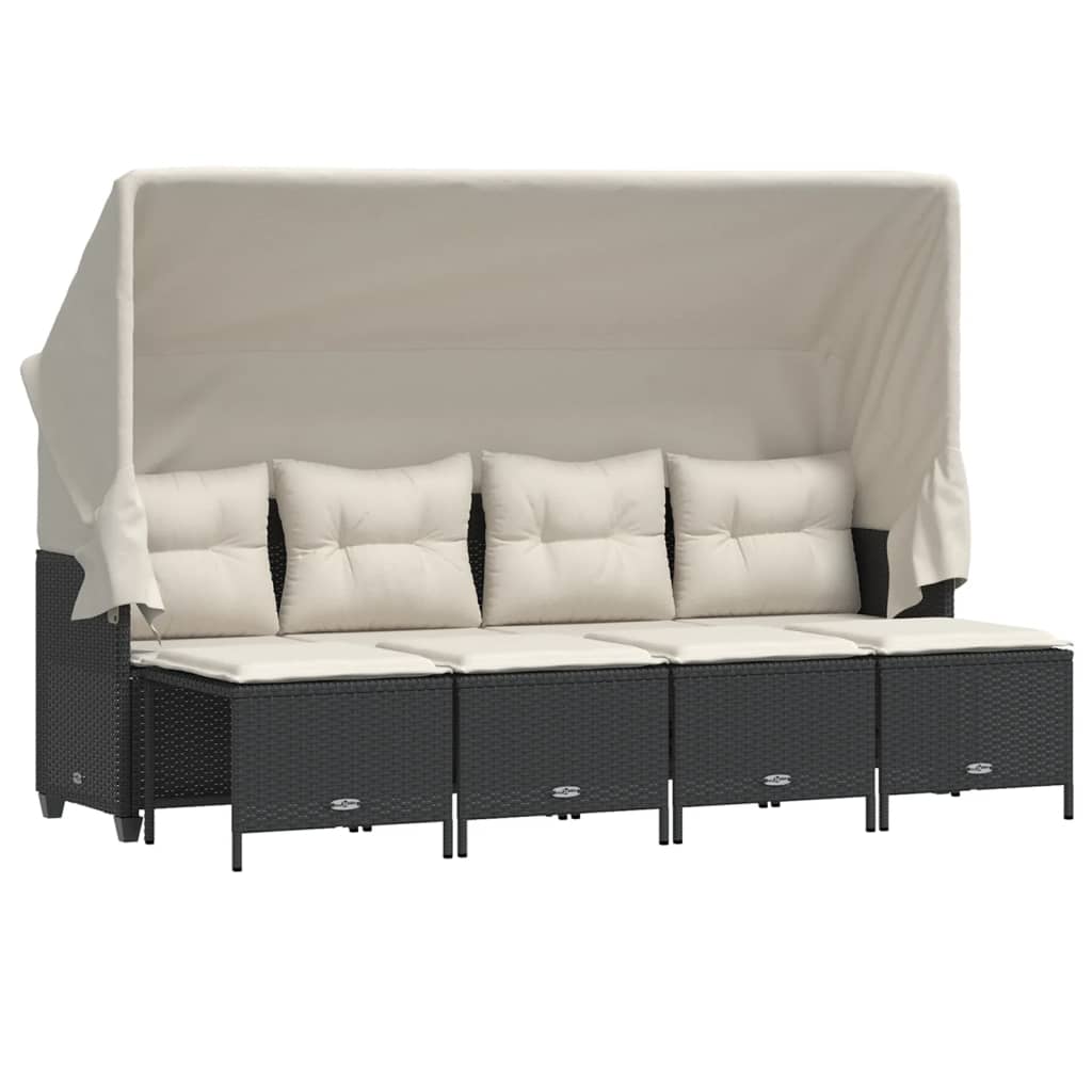 Set Divani da Giardino 5 pz con Cuscini in Polyrattan Nero 3261539