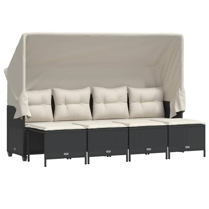 Set Divani da Giardino 5 pz con Cuscini in Polyrattan Nero 3261539