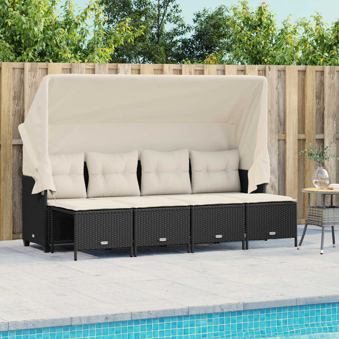 Set Divani da Giardino 5 pz con Cuscini in Polyrattan Nero 3261539
