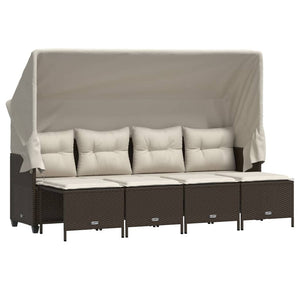 Set Divano da Giardino 5 pz con Cuscini-Sofa da Giardino-Divanetto da esterno Marrone in Polyrattan 650700