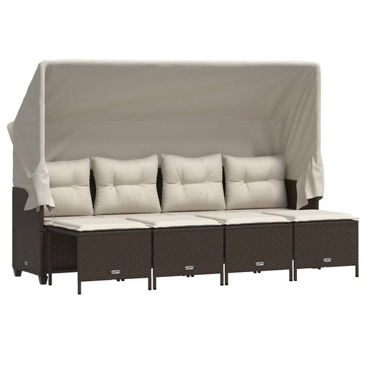 Set Divano da Giardino 5 pz con Cuscini-Sofa da Giardino-Divanetto da esterno Marrone in Polyrattan 650700