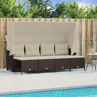 Set Divano da Giardino 5 pz con Cuscini-Sofa da Giardino-Divanetto da esterno Marrone in Polyrattan 650700