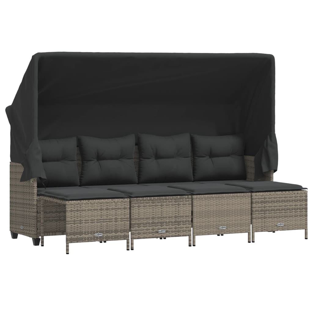Set Divano da Giardino 5 pz con Cuscini-Sofa da Giardino-Divanetto da esterno Grigio in Polyrattan 272547
