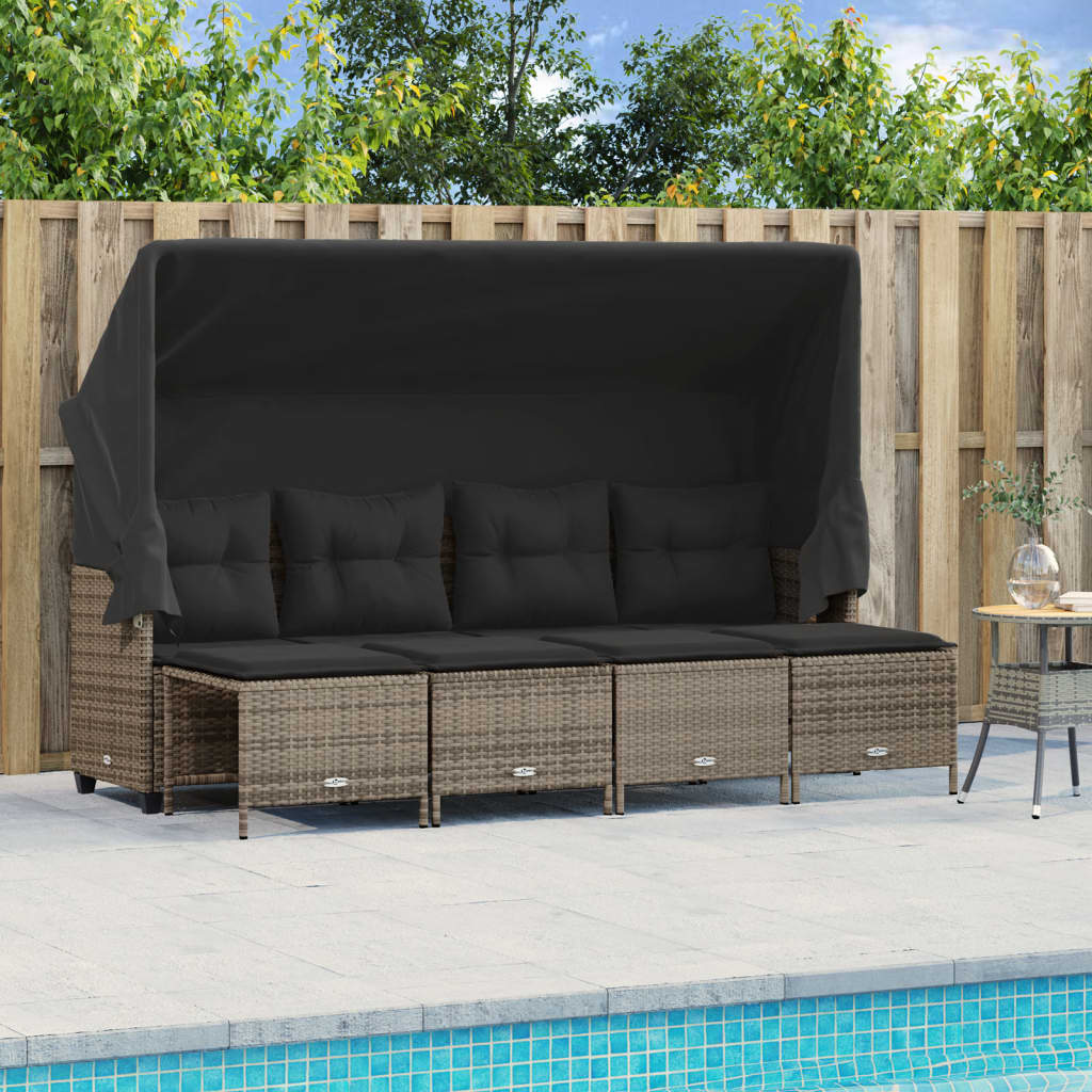 Set Divano da Giardino 5 pz con Cuscini-Sofa da Giardino-Divanetto da esterno Grigio in Polyrattan 272547