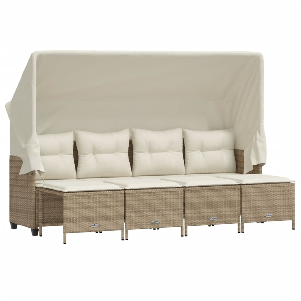 Set Divano da Giardino 5 pz con Cuscini-Sofa da Giardino-Divanetto da esterno Beige in Polyrattan 688126