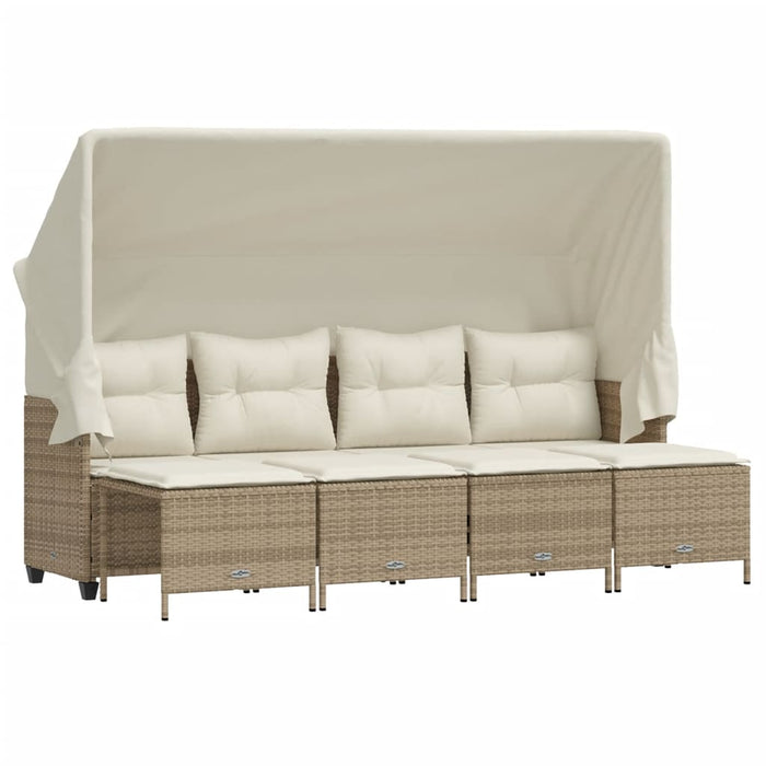 Set Divano da Giardino 5 pz con Cuscini-Sofa da Giardino-Divanetto da esterno Beige in Polyrattan 688126