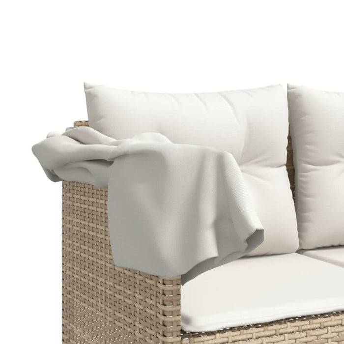 Set Divano da Giardino 5 pz con Cuscini-Sofa da Giardino-Divanetto da esterno Beige in Polyrattan 688126