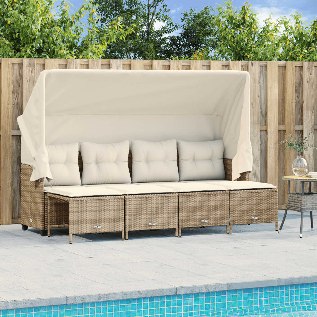 Set Divano da Giardino 5 pz con Cuscini-Sofa da Giardino-Divanetto da esterno Beige in Polyrattan 688126