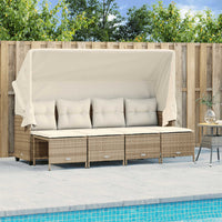 Set Divano da Giardino 5 pz con Cuscini-Sofa da Giardino-Divanetto da esterno Beige in Polyrattan 688126