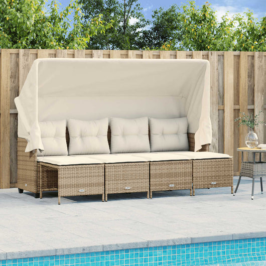 Set Divano da Giardino 5 pz con Cuscini-Sofa da Giardino-Divanetto da esterno Beige in Polyrattan 688126