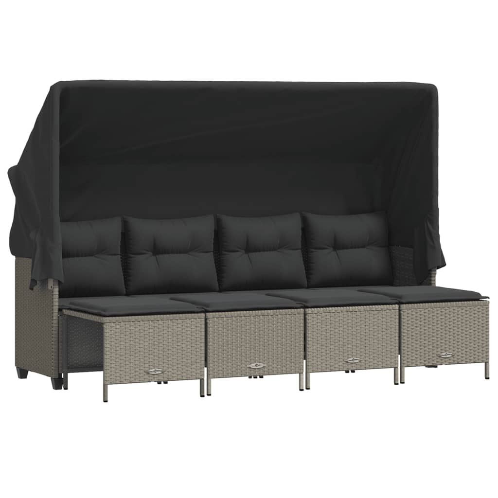 Set Divano da Giardino 5pz con Cuscini Grigio Chiaro Polyrattan 3261544