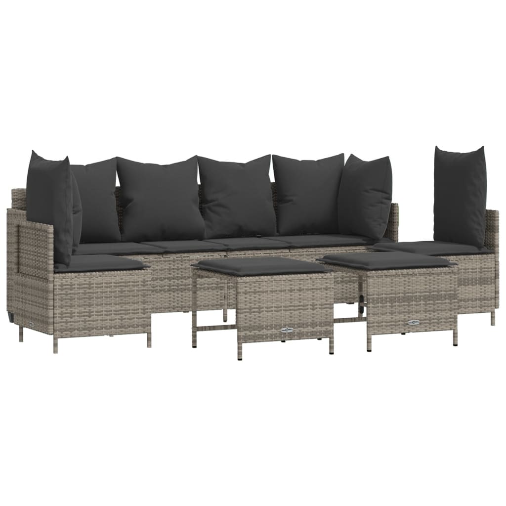 Set Divano da Giardino 5 pz con Cuscini-Sofa da Giardino-Divanetto da esterno Grigio in Polyrattan 102287