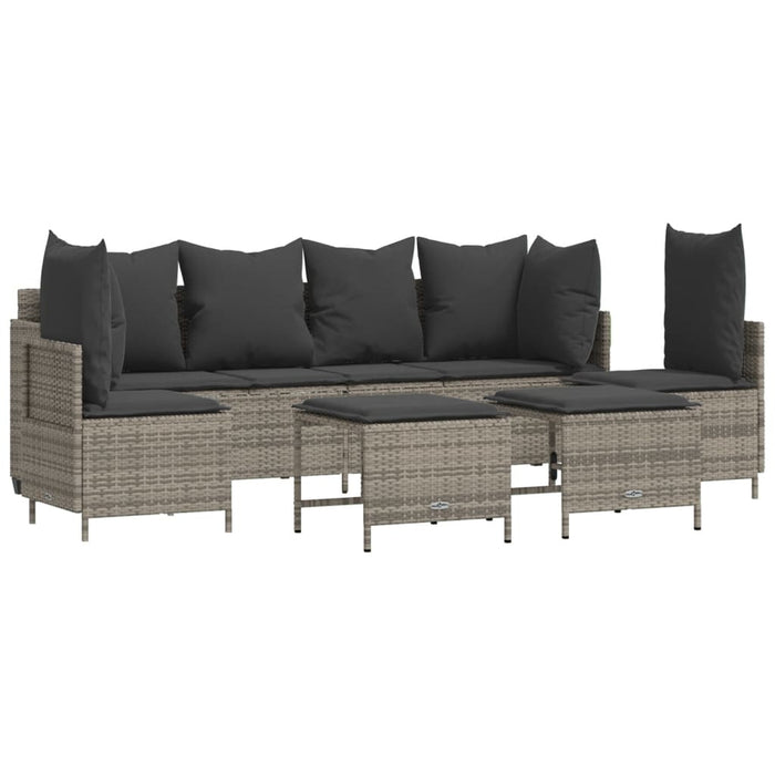 Set Divano da Giardino 5 pz con Cuscini-Sofa da Giardino-Divanetto da esterno Grigio in Polyrattan 102287