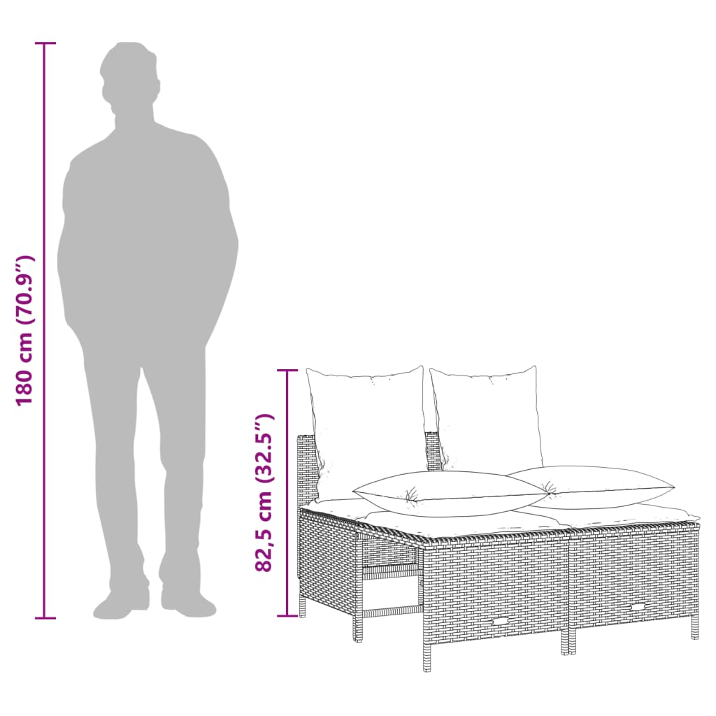 Set Divano da Giardino 5 pz con Cuscini-Sofa da Giardino-Divanetto da esterno Grigio in Polyrattan 102287