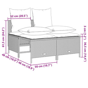 Set Divano da Giardino 5 pz con Cuscini-Sofa da Giardino-Divanetto da esterno Grigio in Polyrattan 102287