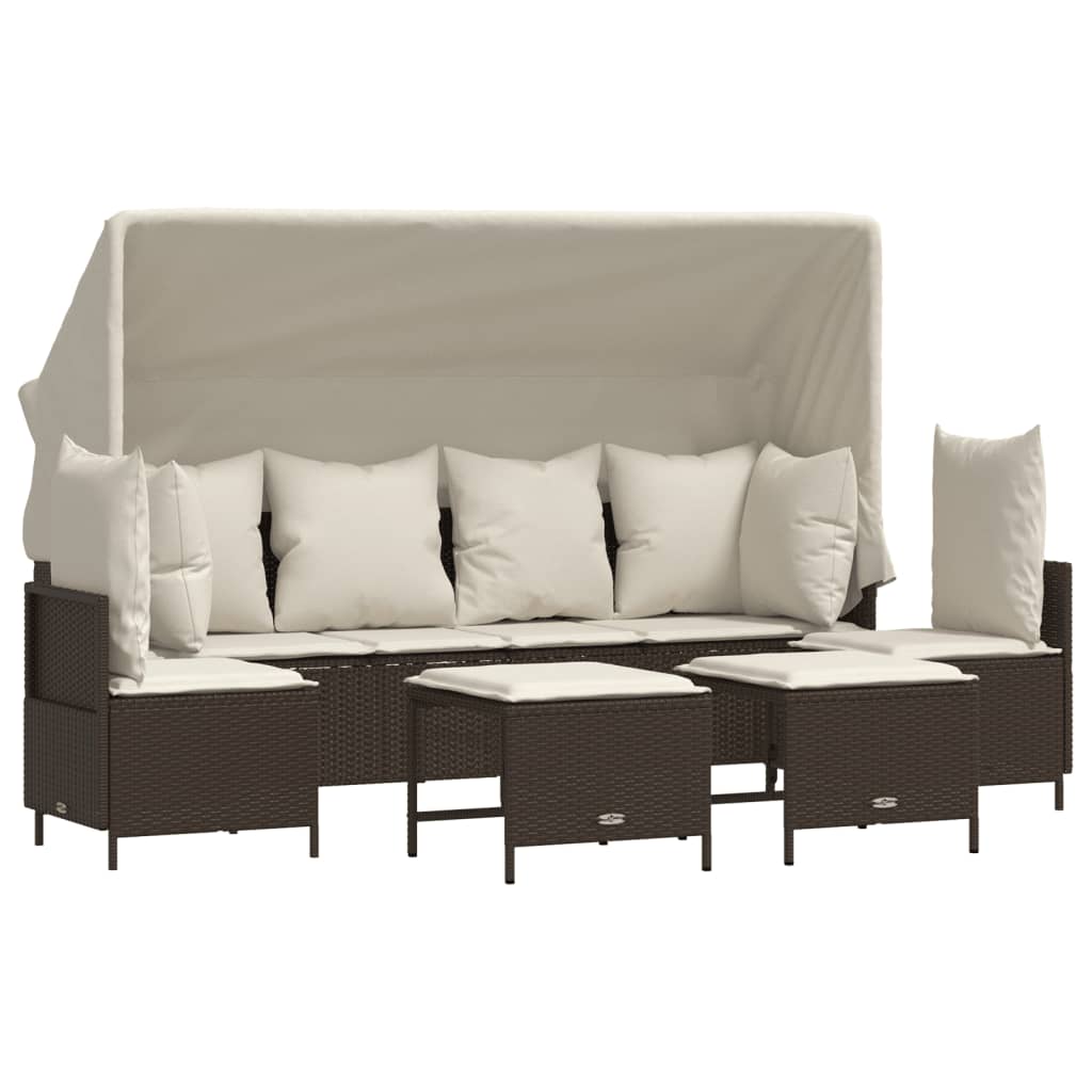 Set Divano da Giardino 5 pz con Cuscini Marrone in Polyrattan 3261552