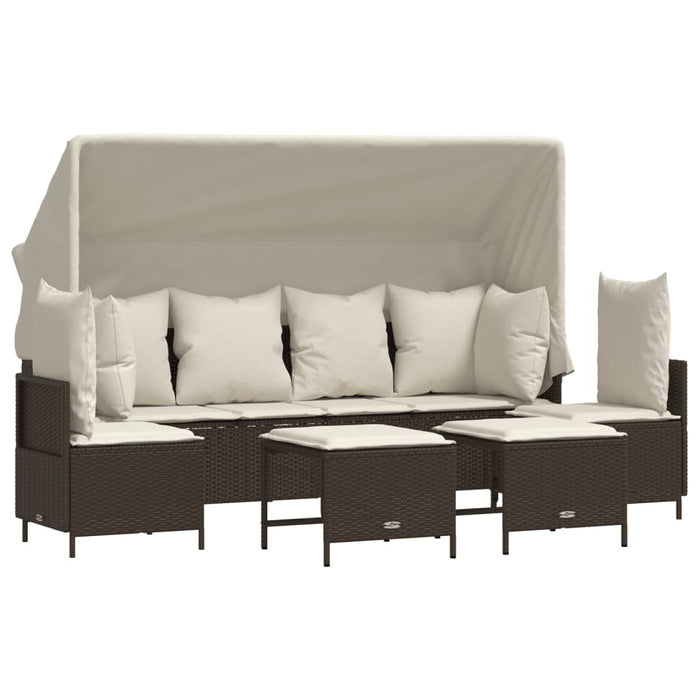 Set Divano da Giardino 5 pz con Cuscini Marrone in Polyrattan 3261552