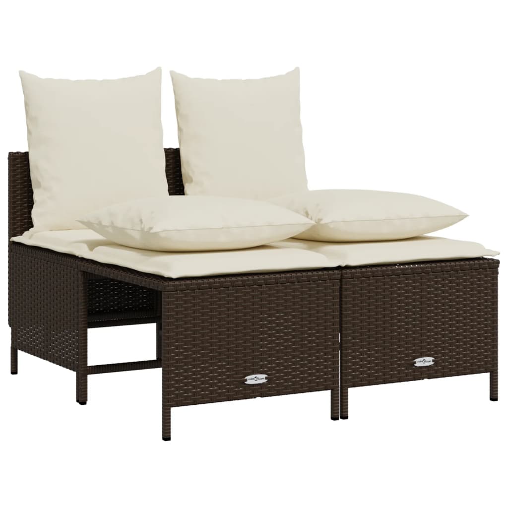 Set Divano da Giardino 5 pz con Cuscini Marrone in Polyrattan 3261552