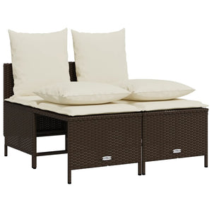 Set Divano da Giardino 5 pz con Cuscini Marrone in Polyrattan 3261552