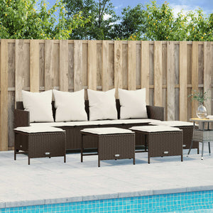 Set Divano da Giardino 5 pz con Cuscini-Sofa da Giardino-Divanetto da esterno Marrone in Polyrattan 490213