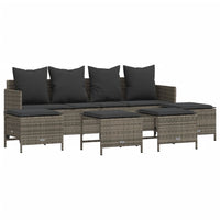 Set Divano da Giardino 5 pz con Cuscini-Sofa da Giardino-Divanetto da esterno Grigio in Polyrattan 752015