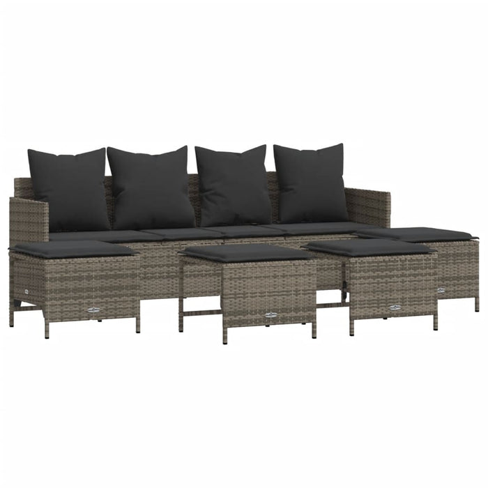 Set Divano da Giardino 5 pz con Cuscini-Sofa da Giardino-Divanetto da esterno Grigio in Polyrattan 752015