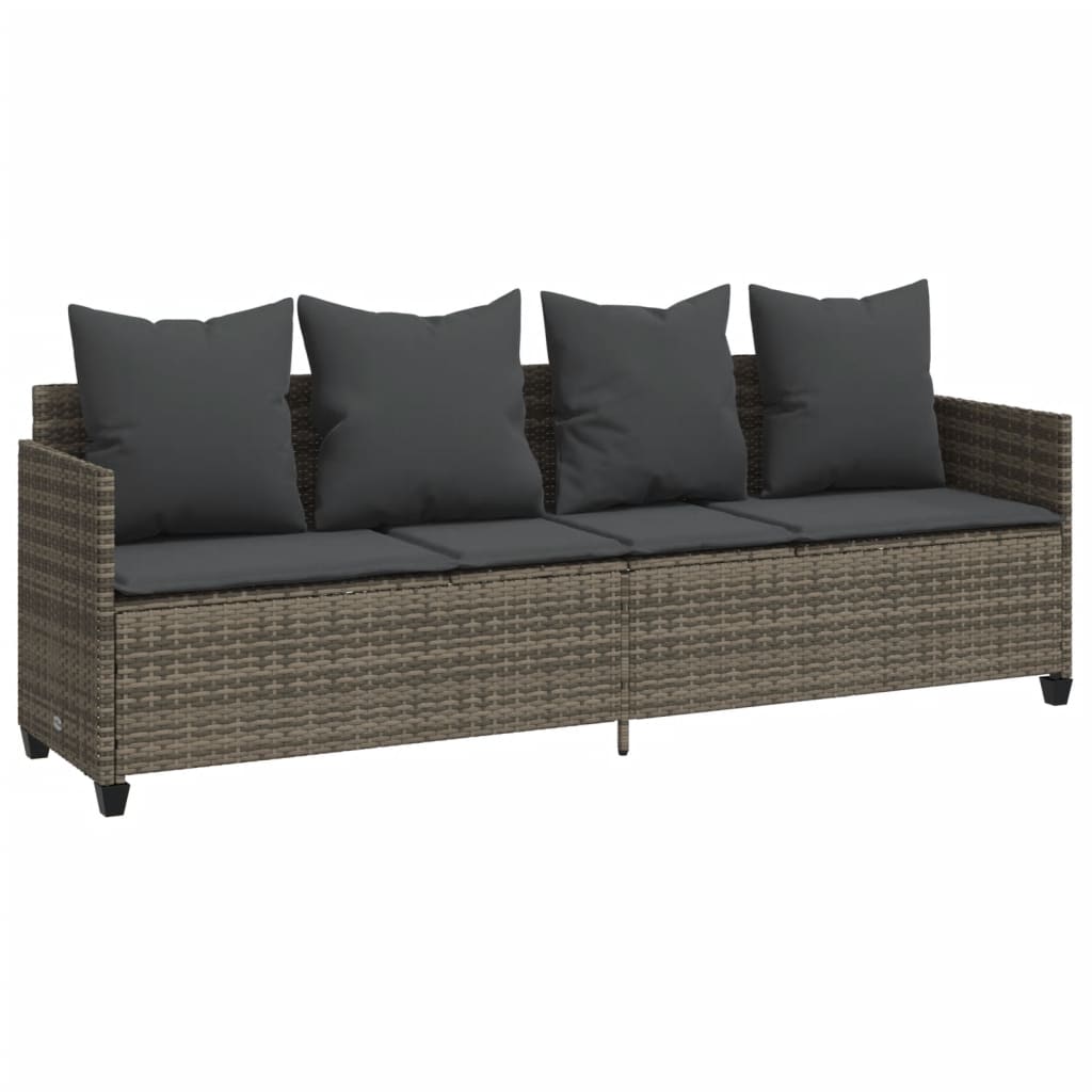Set Divano da Giardino 5 pz con Cuscini-Sofa da Giardino-Divanetto da esterno Grigio in Polyrattan 752015