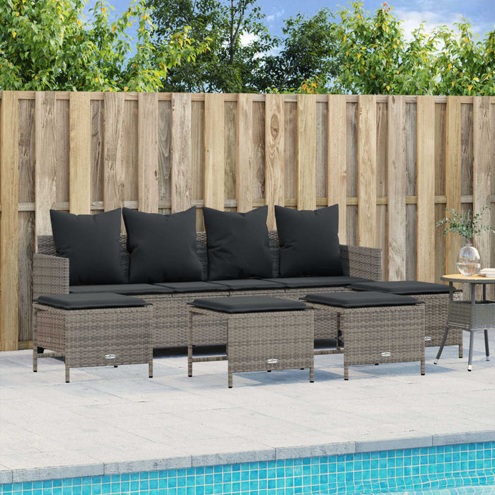 Set Divano da Giardino 5 pz con Cuscini-Sofa da Giardino-Divanetto da esterno Grigio in Polyrattan 752015