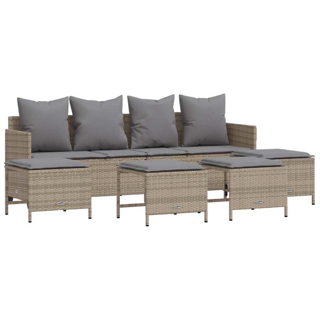 Set Divano da Giardino 5 pz con Cuscini-Sofa da Giardino-Divanetto da esterno Beige in Polyrattan 482243