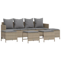 Set Divano da Giardino 5 pz con Cuscini-Sofa da Giardino-Divanetto da esterno Beige in Polyrattan 482243