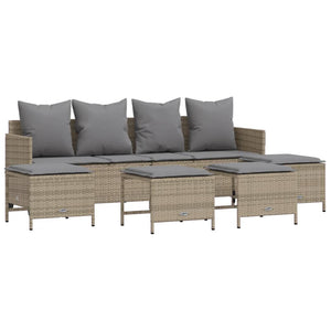 Set Divano da Giardino 5 pz con Cuscini-Sofa da Giardino-Divanetto da esterno Beige in Polyrattan 482243