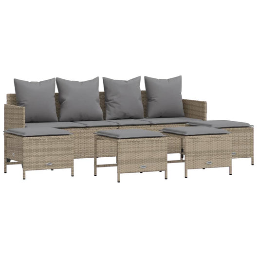 Set Divano da Giardino 5 pz con Cuscini-Sofa da Giardino-Divanetto da esterno Beige in Polyrattan 482243