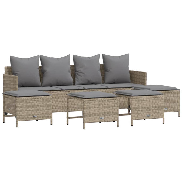 Set Divano da Giardino 5 pz con Cuscini-Sofa da Giardino-Divanetto da esterno Beige in Polyrattan 482243