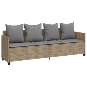 Set Divano da Giardino 5 pz con Cuscini-Sofa da Giardino-Divanetto da esterno Beige in Polyrattan 482243