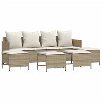 Set Divano da Giardino 5 pz con Cuscini-Sofa da Giardino-Divanetto da esterno Beige in Polyrattan 976286