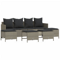 Set Divano da Giardino 5pz con Cuscini-Sofa da Giardino-Divanetto da esterno Grigio Chiaro Polyrattan 355388