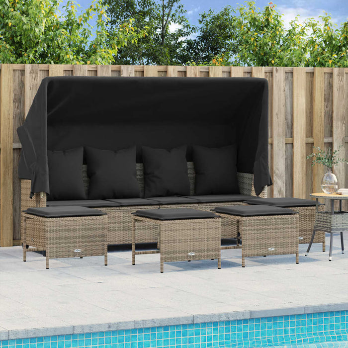 Set Divano da Giardino 5 pz con Cuscini-Sofa da Giardino-Divanetto da esterno Grigio in Polyrattan 546544