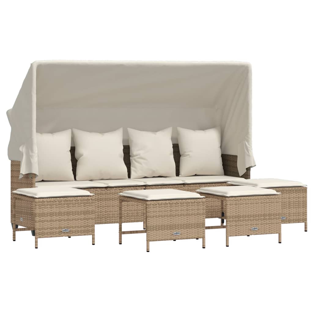 Set Divano da Giardino 5 pz con Cuscini Beige in Polyrattan 3261567