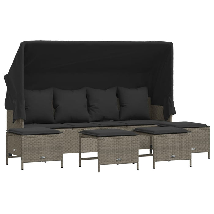 Set Divano da Giardino 5pz con Cuscini Grigio Chiaro Polyrattan 3261568