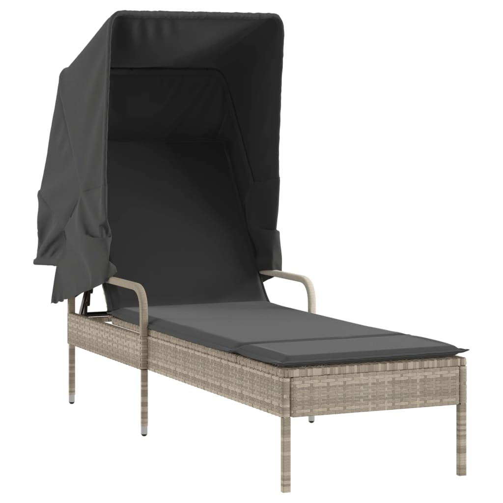 Lettini Prendisole 2 pz con Baldacchino e Tavolino Polyrattan 3261574