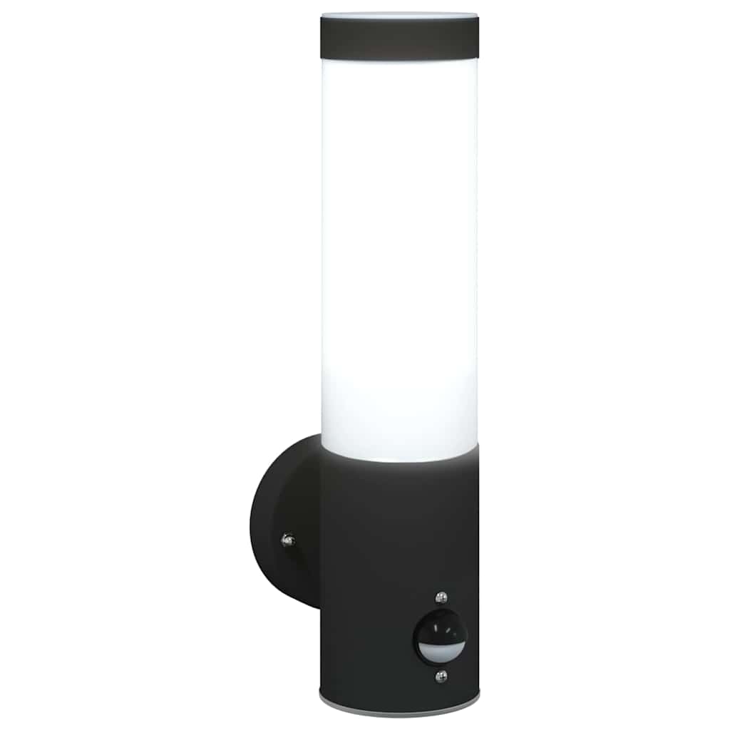 Applique da esterno moderna design minimalista 12 x 7 x 29 cm acciaio inox nero 02_0056487